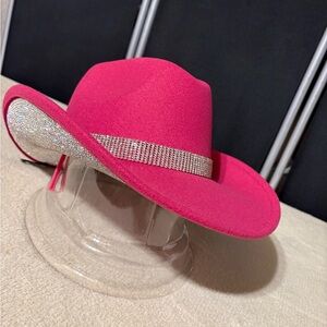 Rhinestone Women's Cowboy Hat - felt adjustable size - HOT PINK - NEW with tags